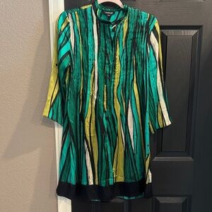 bebe Green and Yellow Striped blouse
